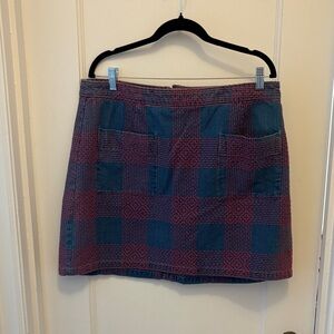 MadewellxRivet and Thread denim embroidered mini skirt.